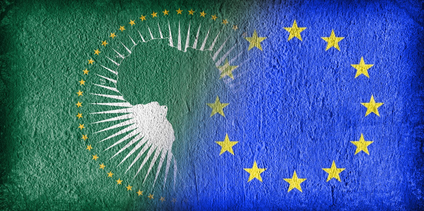 African Union and the EU flags - Launch of AU-EU Innovation Agenda