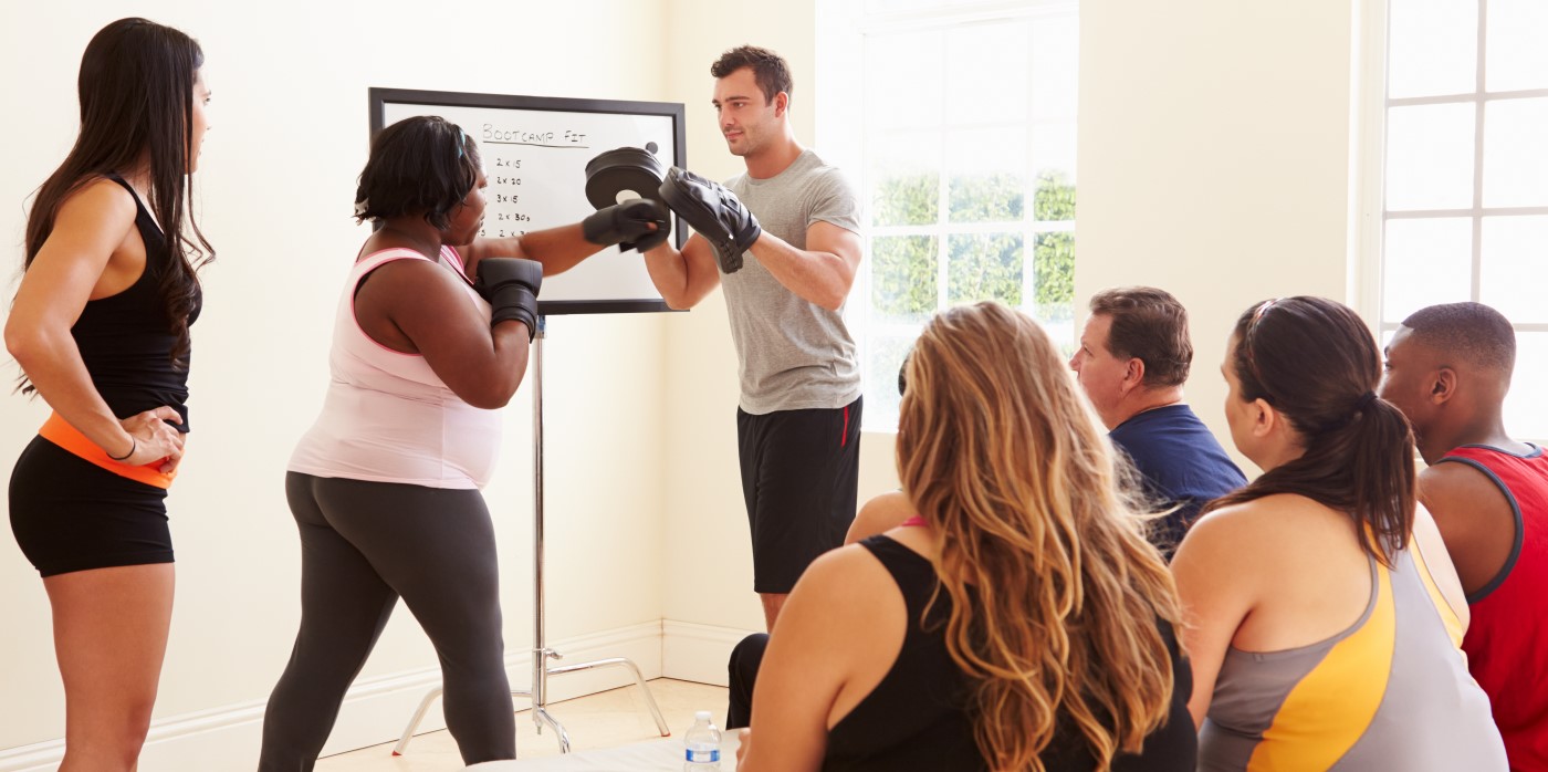 Fitness Instructor in Class - Launch of Tackling Obesity Opportunity
